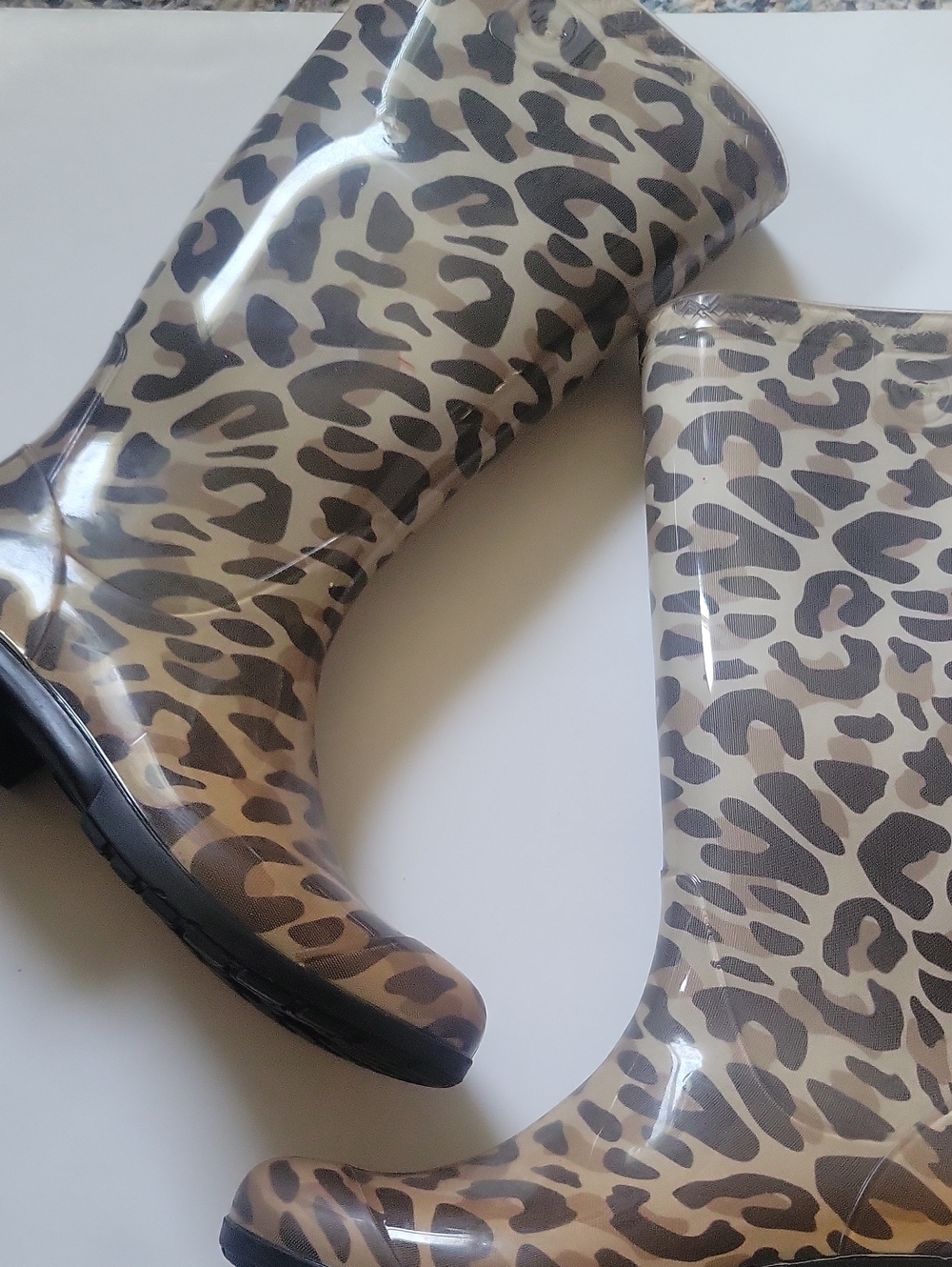 UGG Tan and Black Leopard-Print Rain Boots - Picture 2 of 8